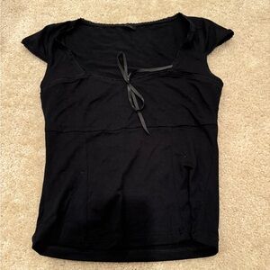 Brandy Melville Black Cap Sleeve Blouse
